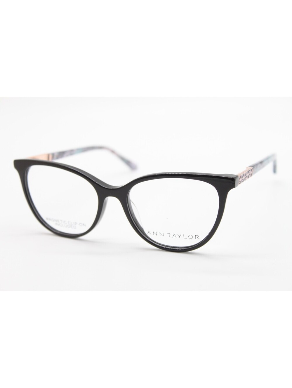 NEW ANN TAYLOR AT350CP C01 BLACK BLUE GOLD AUTHENTIC EYEGLASSES 52-16